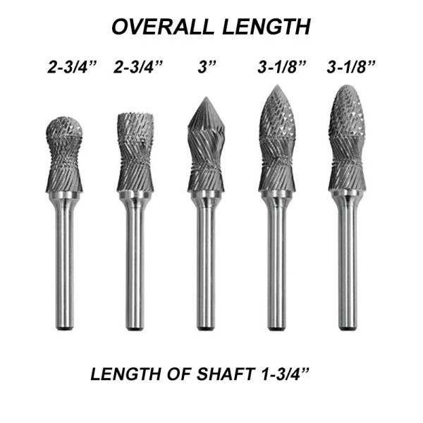 Eastwood 5 Piece Curved Body Carbide Burr Set (55789) — product image 2