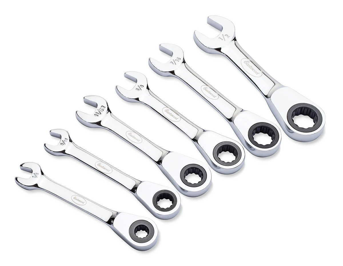 Eastwood 6pc Stubby SAE Ratcheting Wrench Set (32483)