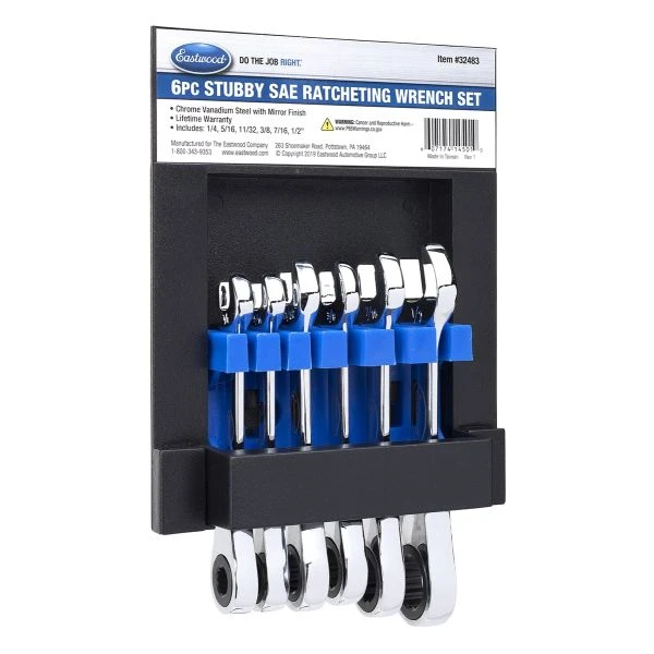 Eastwood 6pc Stubby SAE Ratcheting Wrench Set (32483) — product image 2