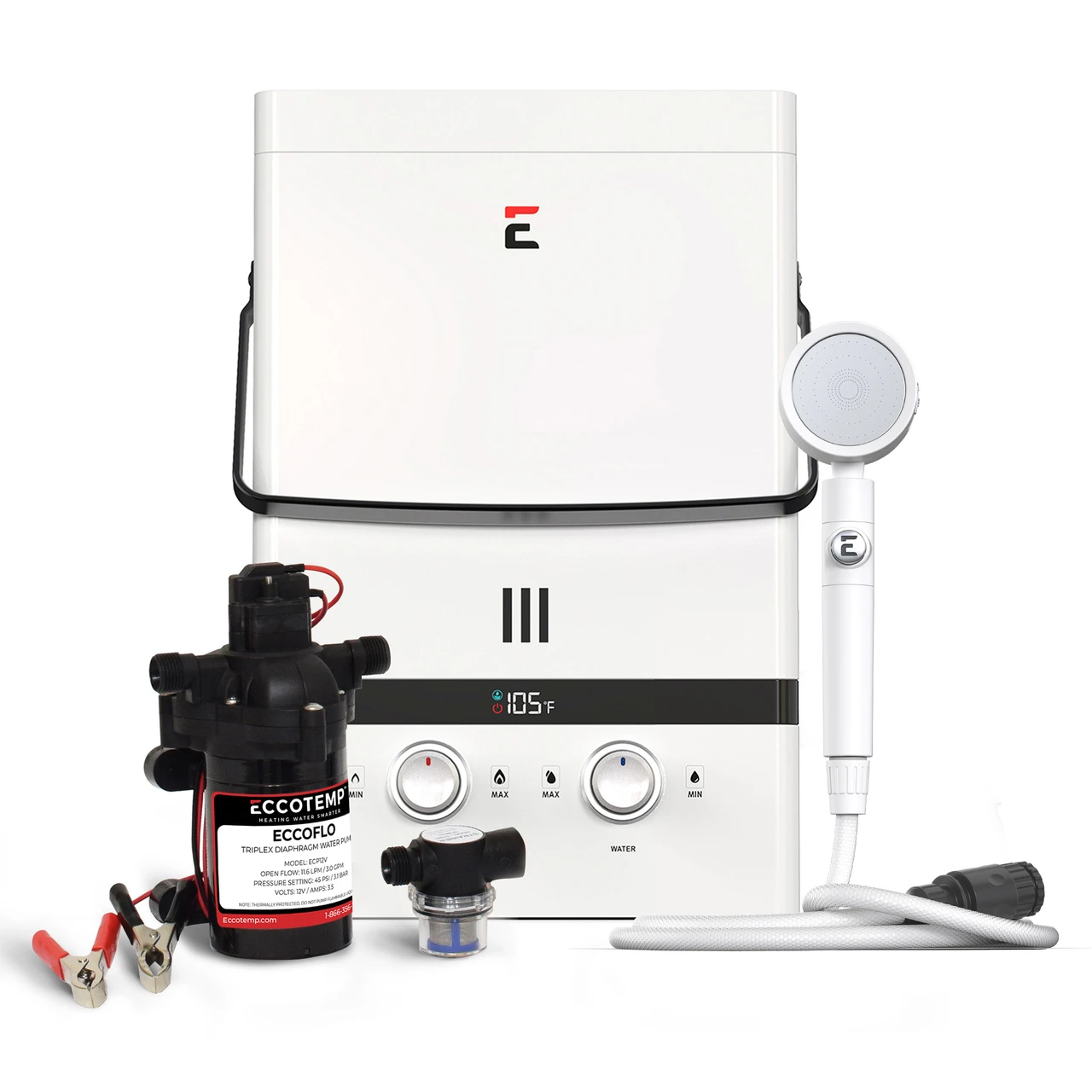 Eccotemp Luxé 1.85 GPM Portable Water Heater w/ Pump & Strainer (EL7-PS)