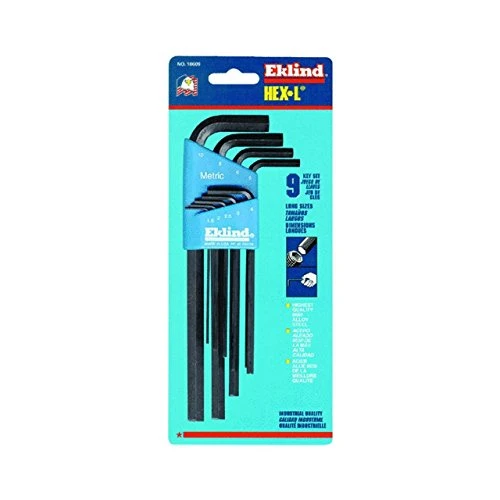 Eklind 10609 Metric Long Series Hex-L Key Set, 9 Count