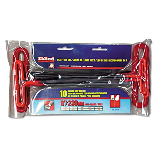 Eklind 53910 Hex Key Set 10 pcs, T-Handle 9in. SAE 3/32-3/8 in.