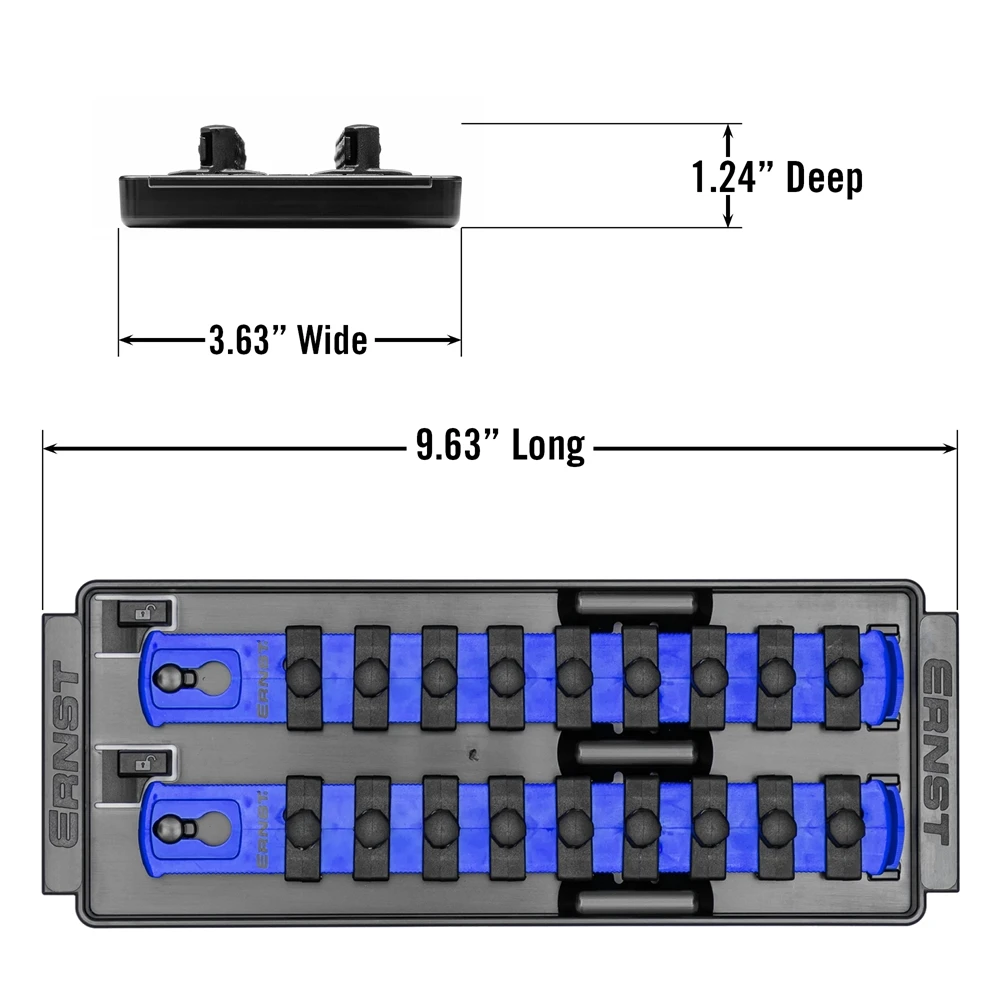 Ernst 2 Rail Twist Lock Socket Boss 8", Blue - 3/8" (8556) — product image 3