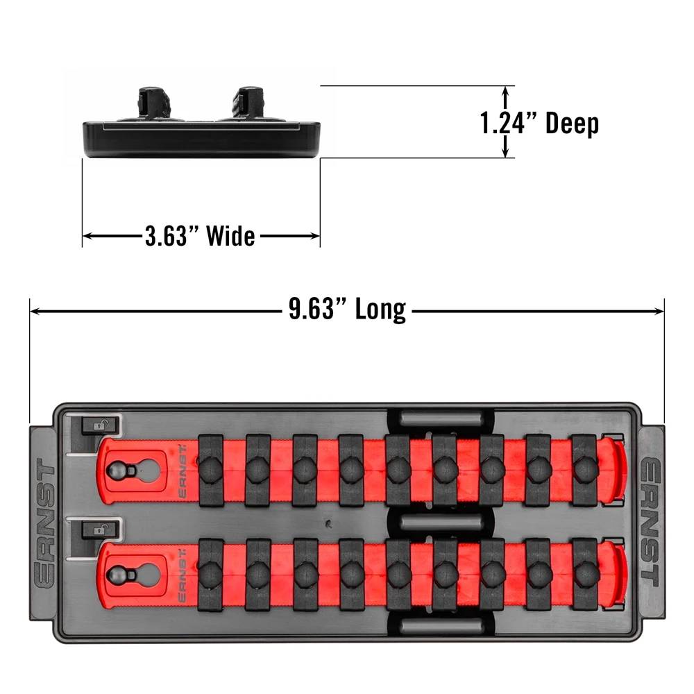 Ernst 2 Rail Twist Lock Socket Boss 8", Red - 1/4" (8552) — product image 3