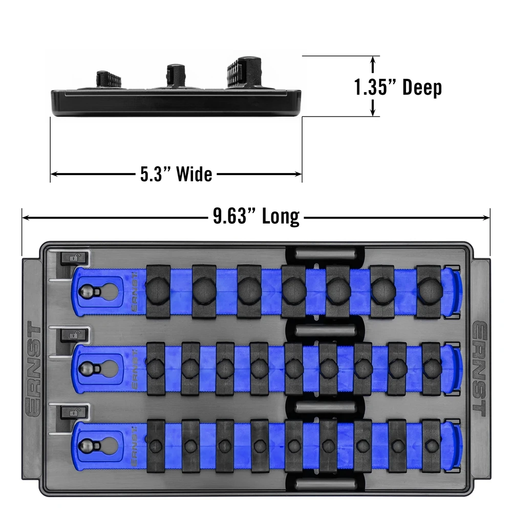 Ernst 3 Rail Twist Lock Socket Boss 8", Blue - 1/4", 3/8" & 1/2" (8551) — product image 3