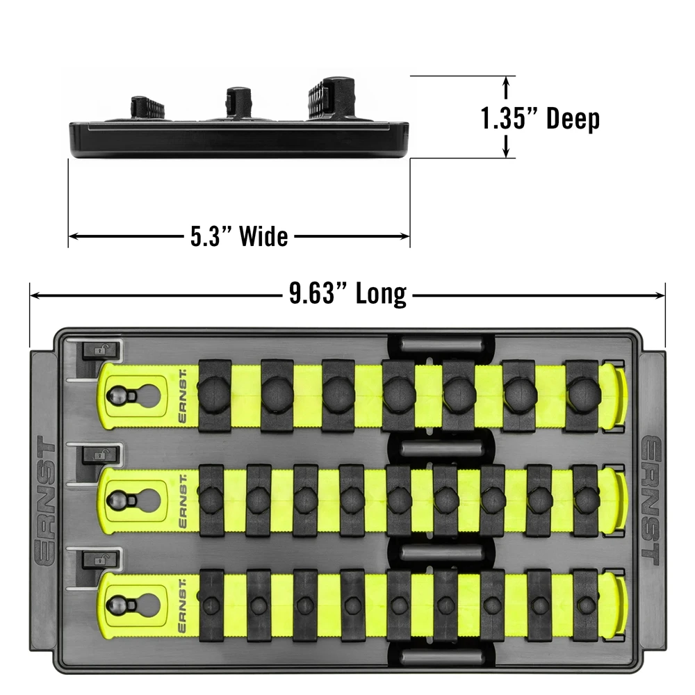 Ernst 3 Rail Twist Lock Socket Boss 8", HI-VIZ - 1/4", 3/8" & 1/2" (8560HV) — product image 3