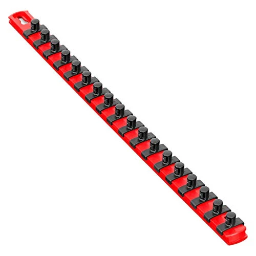 Ernst Red-3/8" 18” Magnetic Socket Organizer w/18 Lock Clips (8401M)