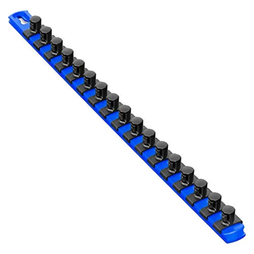 Ernst Blue-1/2" 18” Socket Organizer w/17 Twist Lock Clips (8405)