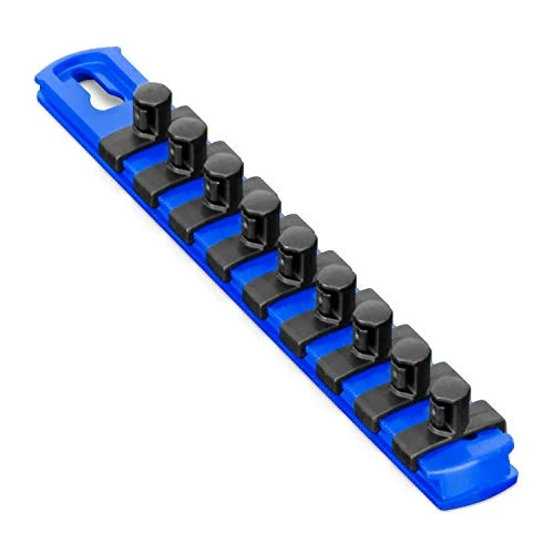 Ernst 8408M 8 Magnetic Socket Organizer with 9 Socket Clips - Blue - 3/8