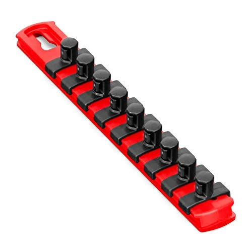 Ernst Red-3/8" 8” Socket Organizer w/9 Twist Lock Clips (8411)