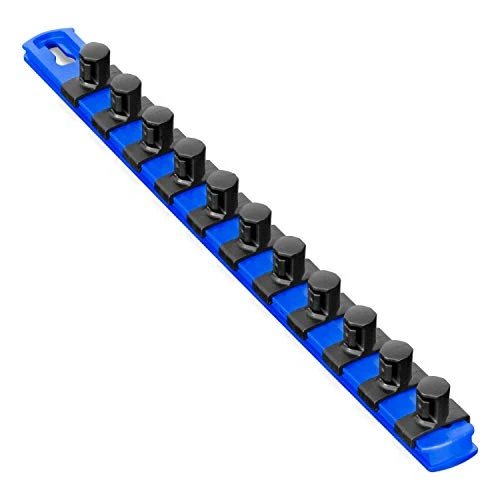 Ernst 8419M 13 Magnetic Socket Organizer with 11 Twist Lock Clips - Blue - 1/2