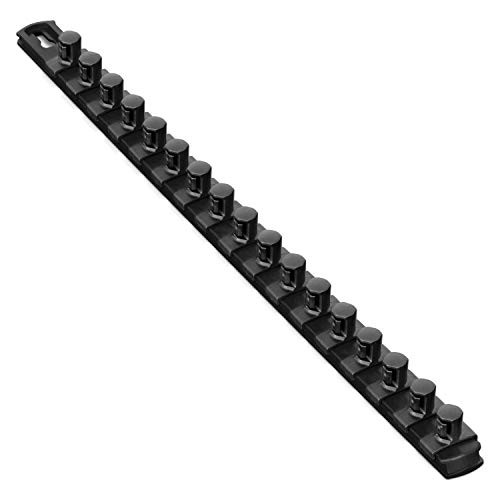 Ernst Black-1/2" 18” Magnetic Socket Organizer w/17 Lock Clips (8422M)