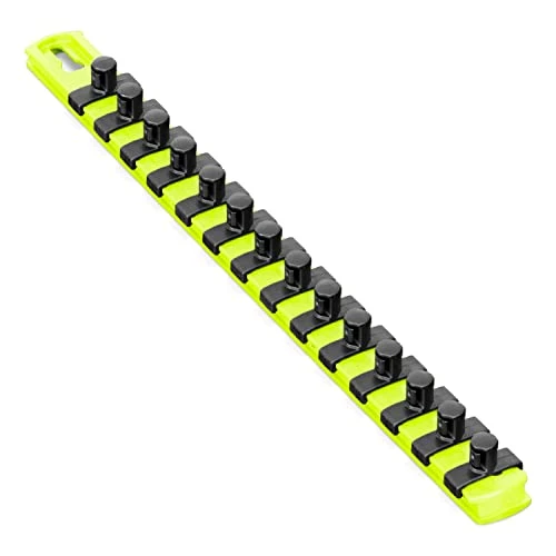 Ernst 8438HV 13 Socket Organizer with 14 Twist Lock Clips - HI-VIZ - 3/8