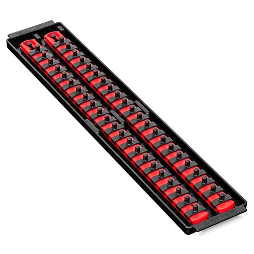 Ernst 8452 Socket Boss, 2 Rail Socket Tray, Red - 1/4" Drive