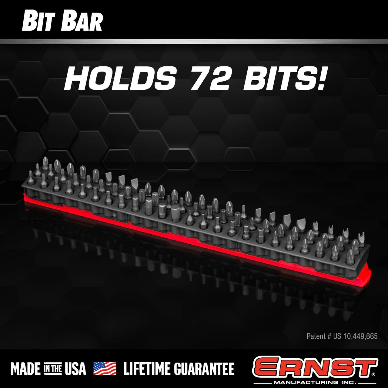 Ernst Manufacturing 72 Tool Magnetic Bit Bar, 1/4" Hex Bit Holder (5743HV) — product image 2