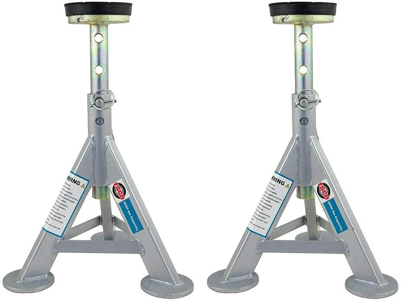 Esco Equipment 10499-PAIR Jack Stand (Pair), 3 Ton Weight Capacity w/Flat Rubber