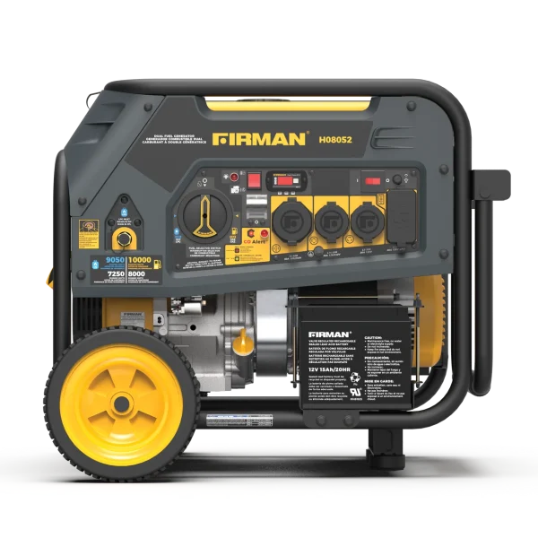 Firman Dual Fuel Portable Generator 10000/8000W Electric Start Wheel Kit CO Alert 50 ST CAN (H08052)