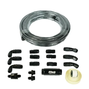 FiTech 20ft Black Stainless Steel Hose Kit (51002)
