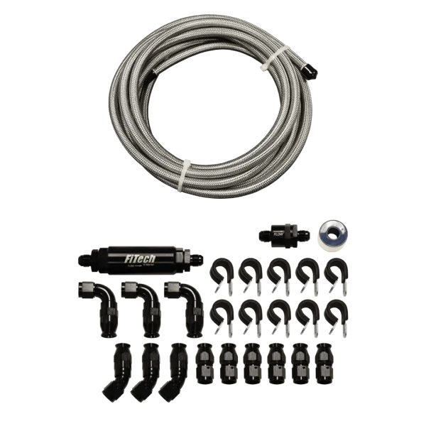 FiTech 20ft Natural Stainless Steel Hose Kit (51005)