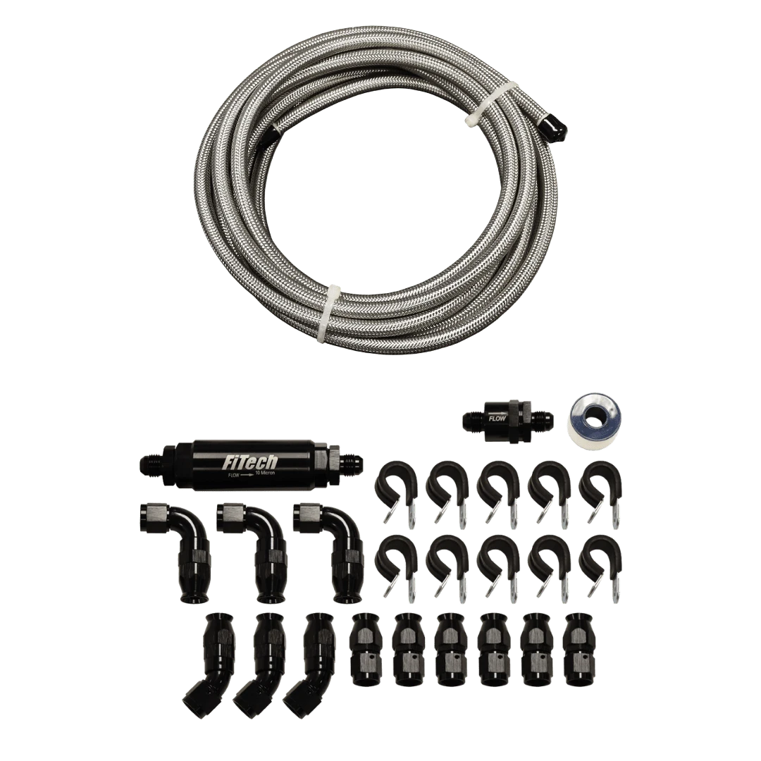 FiTech 20ft Natural Stainless Steel Hose Kit (51005)
