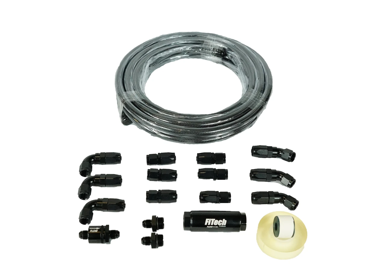 FiTech 40ft Black Stainless Steel Hose Kit (51004)