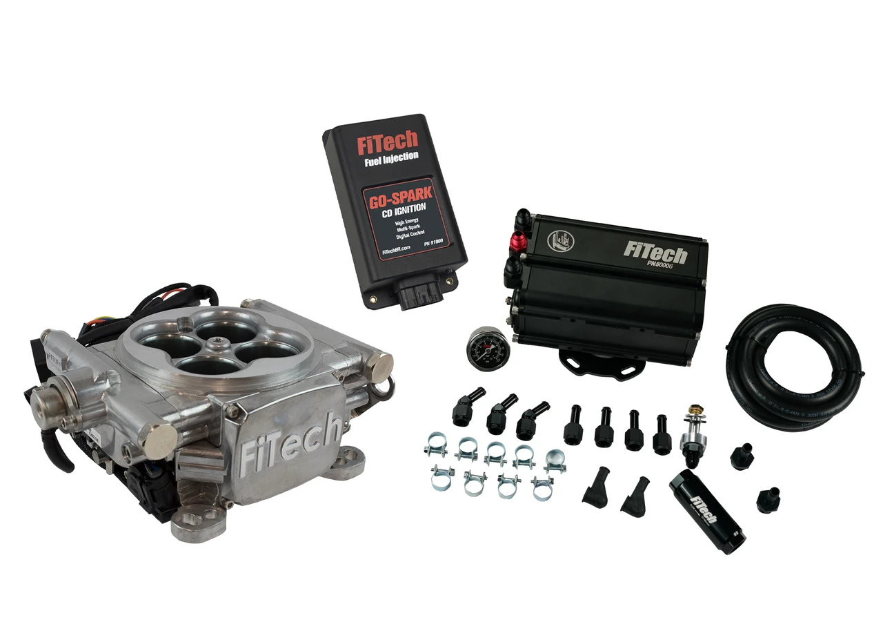 FiTech EFI 4 600 HP Bright Aluminum w/Force Fuel & CDI Box (93551)