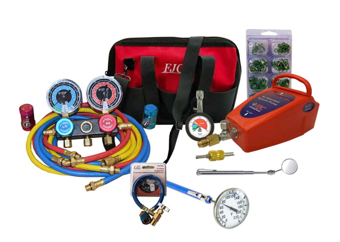 FJC R-1234yf Tools-in-a-Tote Assortment Auto A/C Repair Kit (9295YF)
