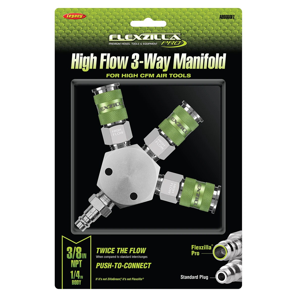 Flexzilla 3-Way Manifold, 1/4 in. NPT (A86666FZ) — product image 2