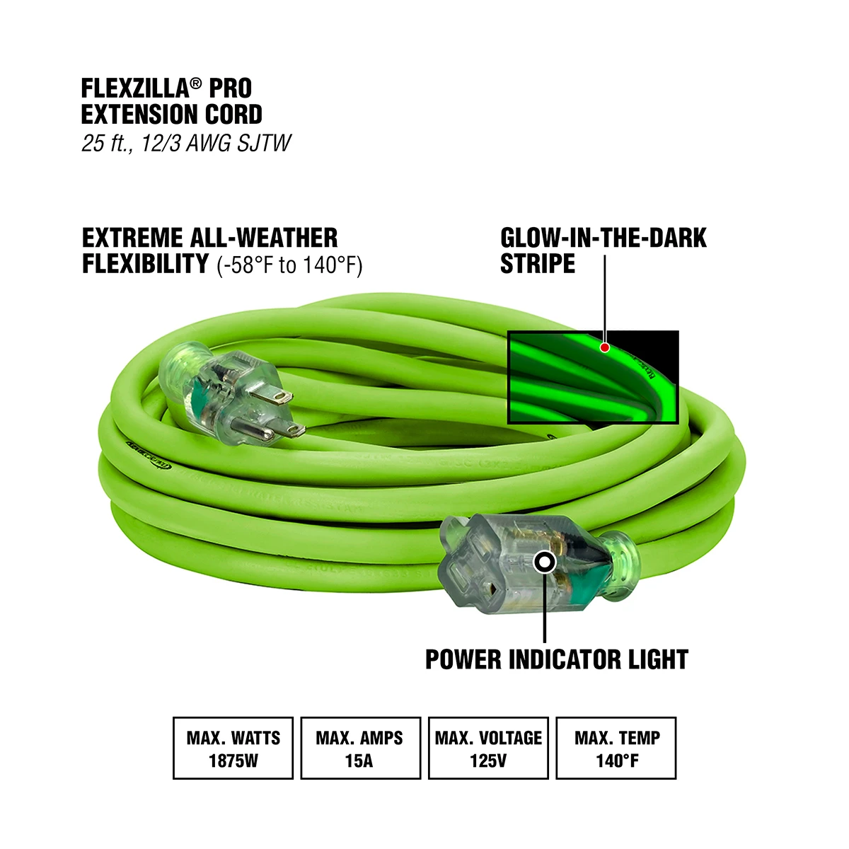 Flexzilla 25 ft. Extension Cord 12-Gauge (FZ512825) — product image 2
