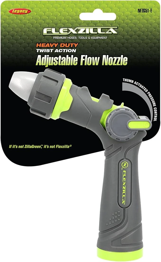 Flexzilla Heavy Duty Twist Action Adjustable Flow Garden Hose Nozzle (NFZG51-E)