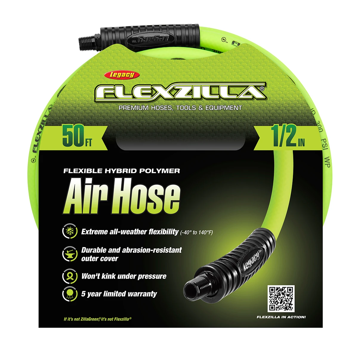 Flexzilla 1/2" x 50' Air Hose with 3/8" Ends (HFZ1250YW3) — product image 3
