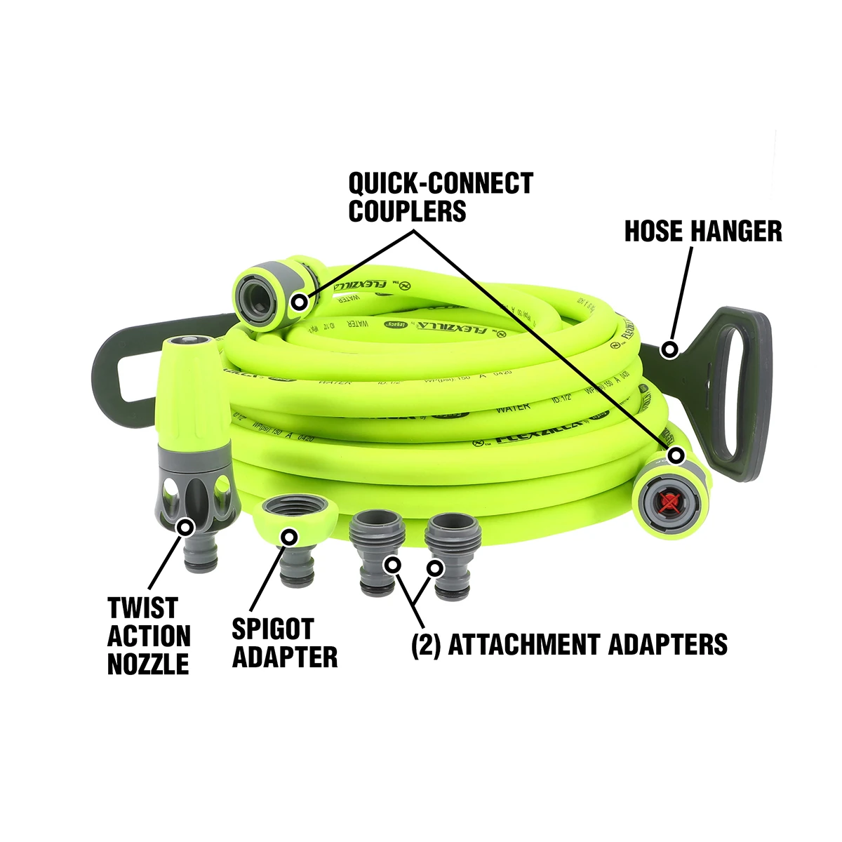 Flexzilla Garden Hose Kit with Quick Attachments 1/2" x 50' (HFZG12050QN) — product image 2