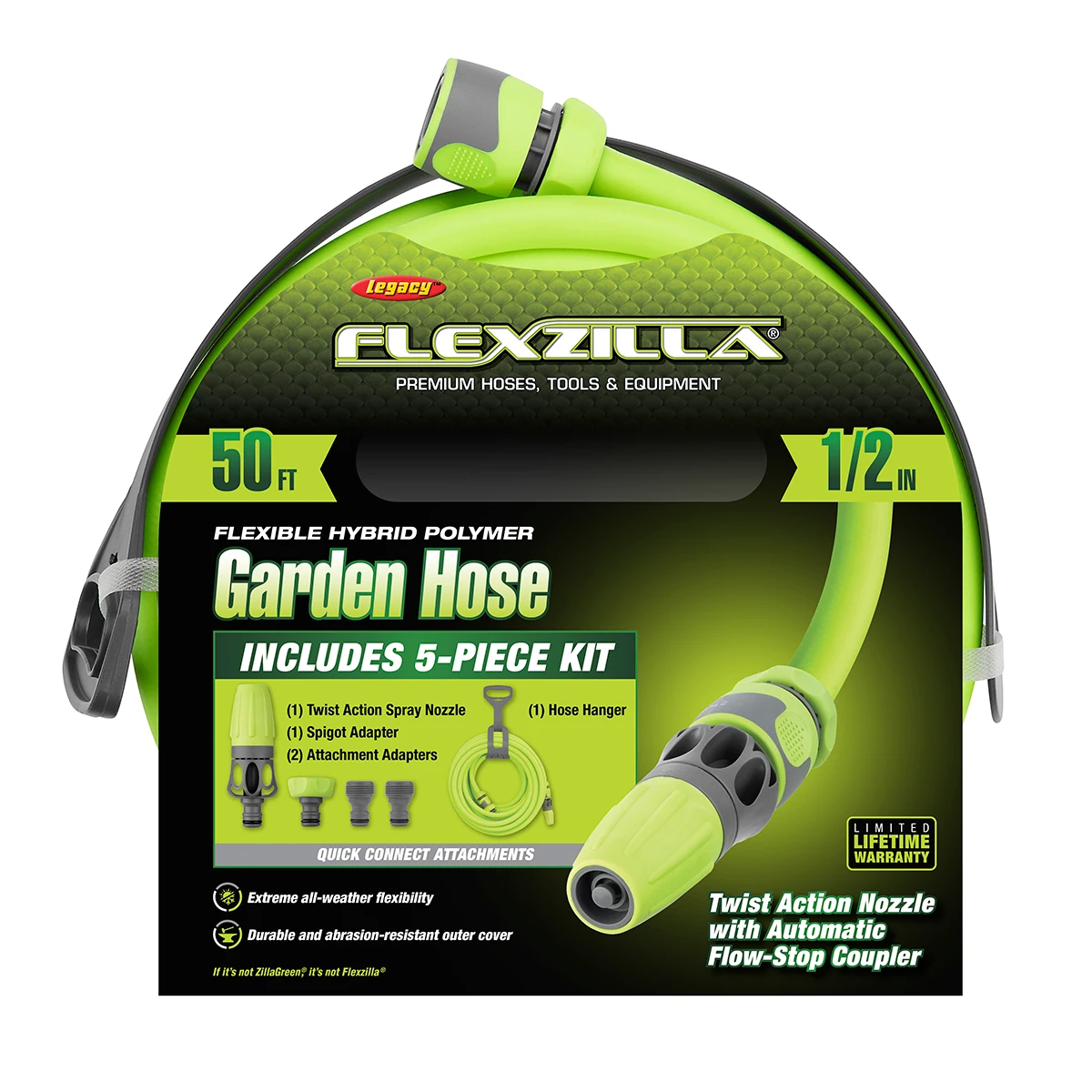 Flexzilla Garden Hose Kit with Quick Attachments 1/2" x 50' (HFZG12050QN) — product image 4
