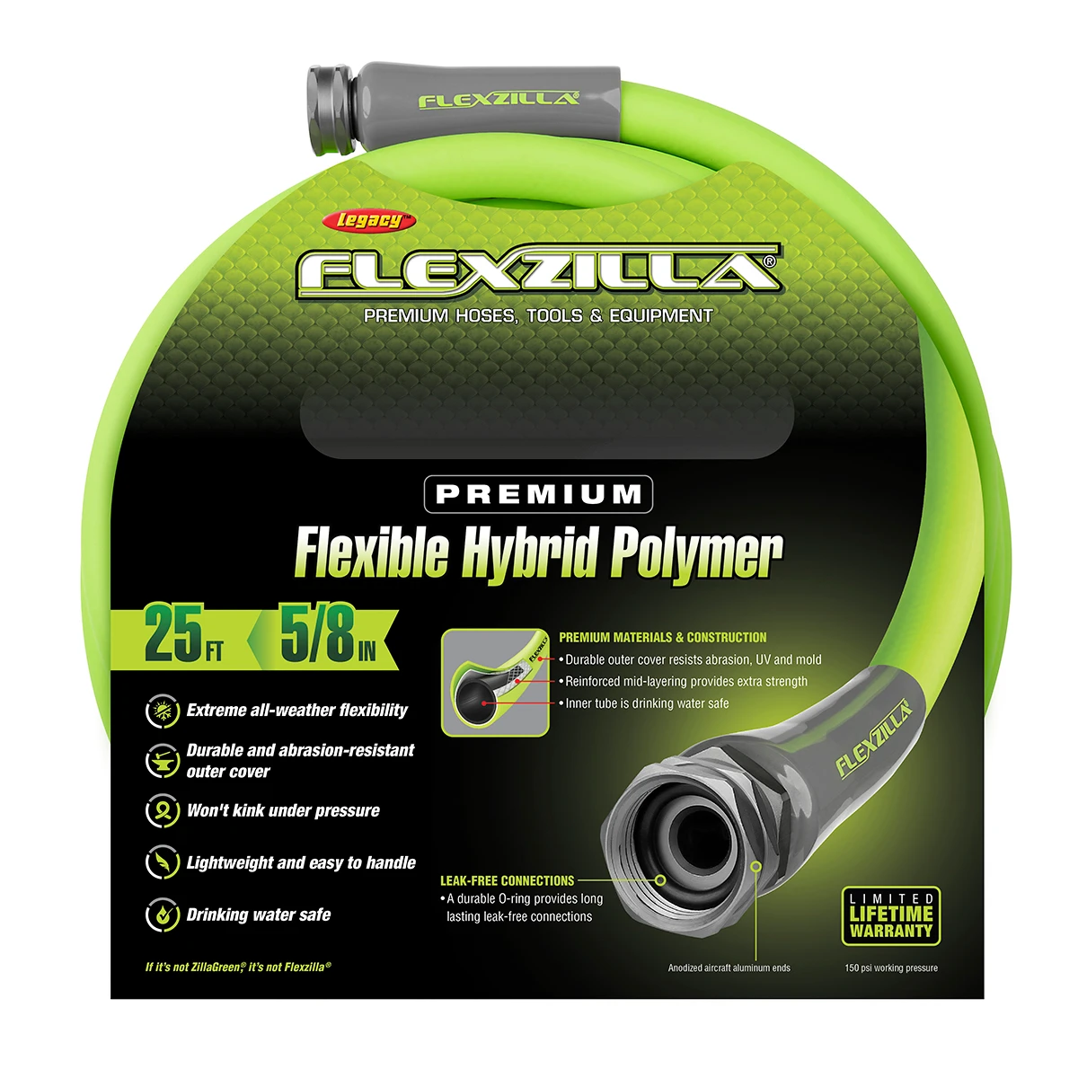 Flexzilla® 5/8 in x 25 ft Drinking Water Safe Garden Hose (HFZG525YW) — product image 3