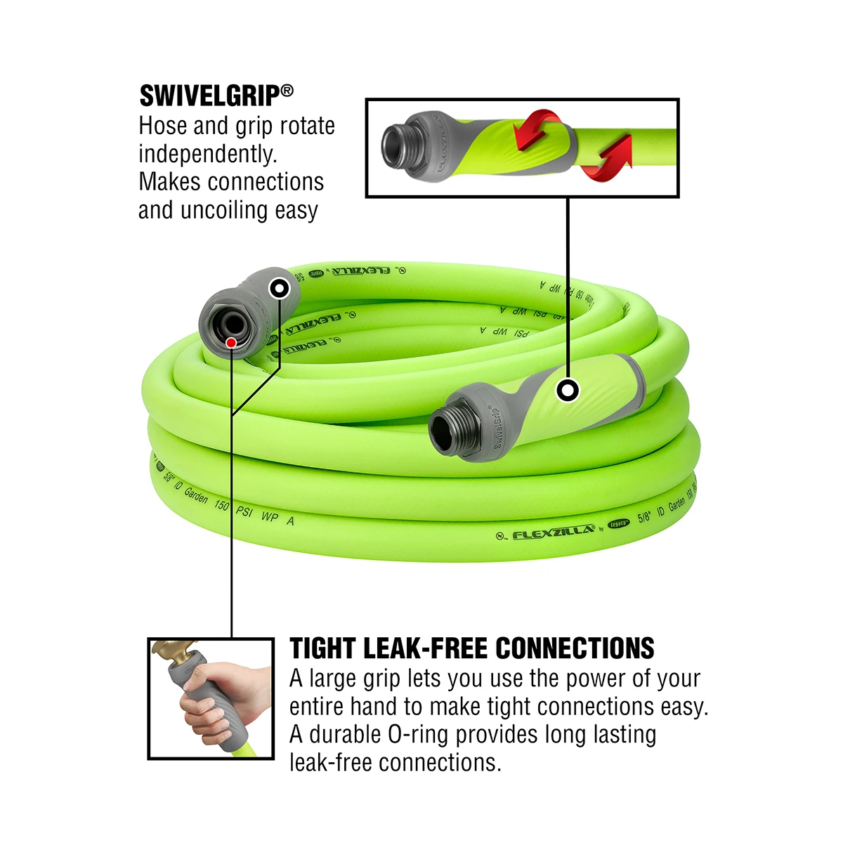 Flexzilla® Garden Hose 5/8 in x 25 ft Drinking Water Safe (HFZG525YWS) — product image 2