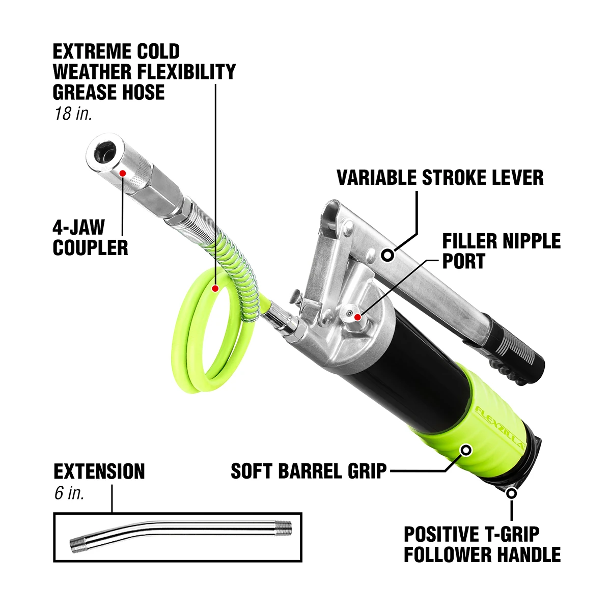 Flexzilla Heavy Duty Lever Action Grease Gun (L1355FZ) — product image 2