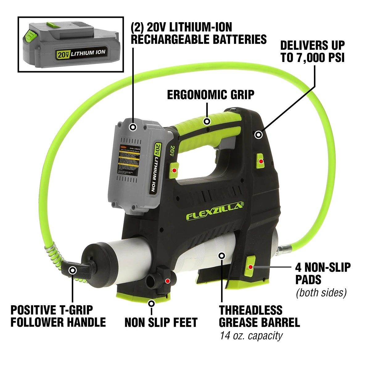 Flexzilla L1388LFZ 20V Cordless Grease Gun Kit — product image 2