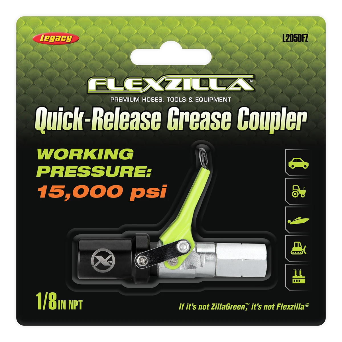 Flexzilla Quick Release Grease Coupler 1/8 NPT 6-Jaw Coupler Steel (L2050FZ) — product image 2