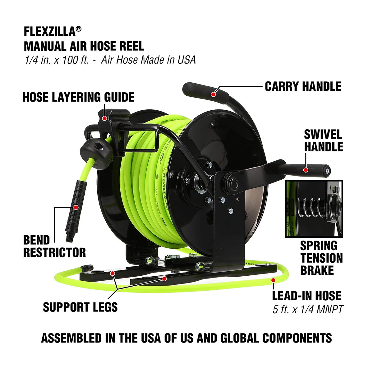 Flexzilla® Manual Air Hose Reel 1/4" x 100' (L8654FZ) — product image 2