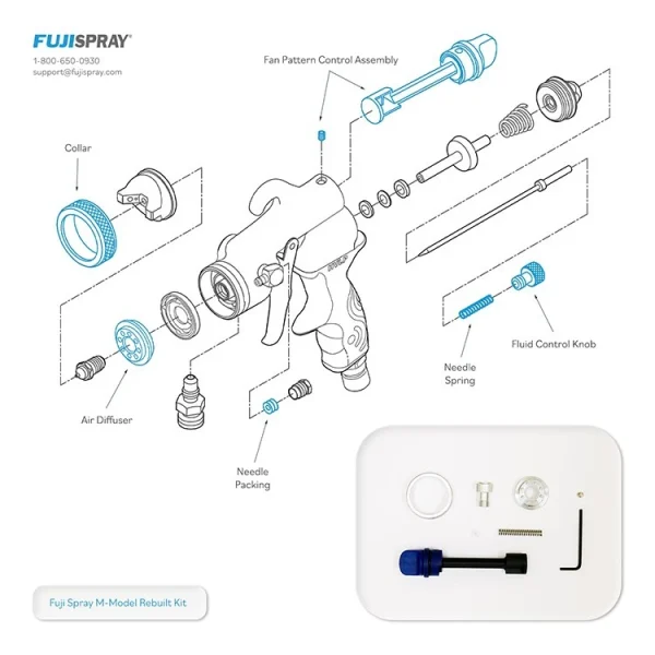 Fuji Spray Spray Gun M - Rebuild Kit - Blue (2342-Blue)