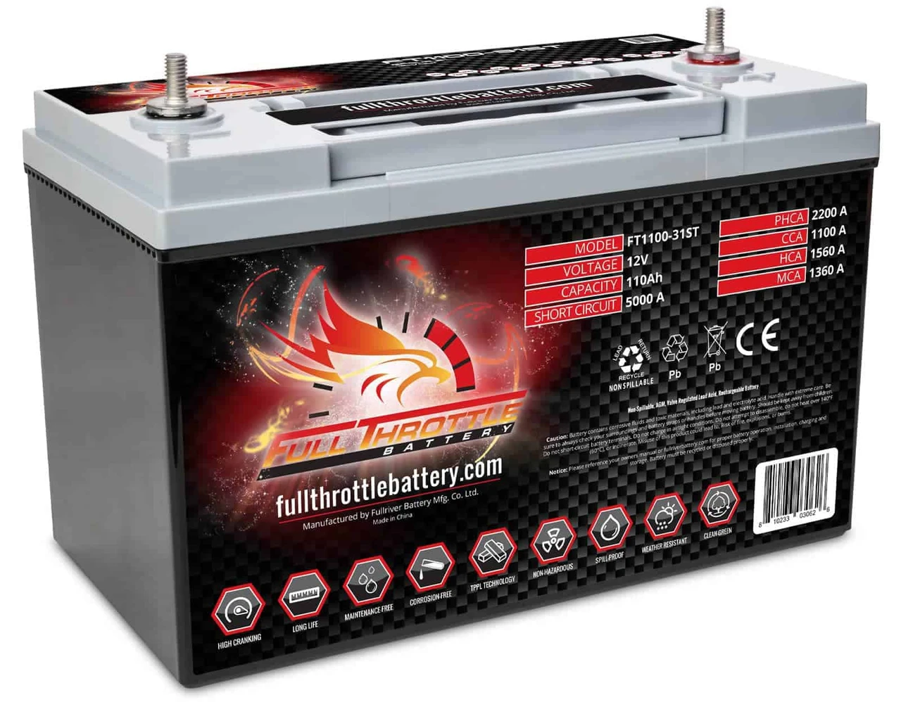 Full Throttle High-Performance AGM Battery 110Ah 1100CCA (FT1100-31ST)