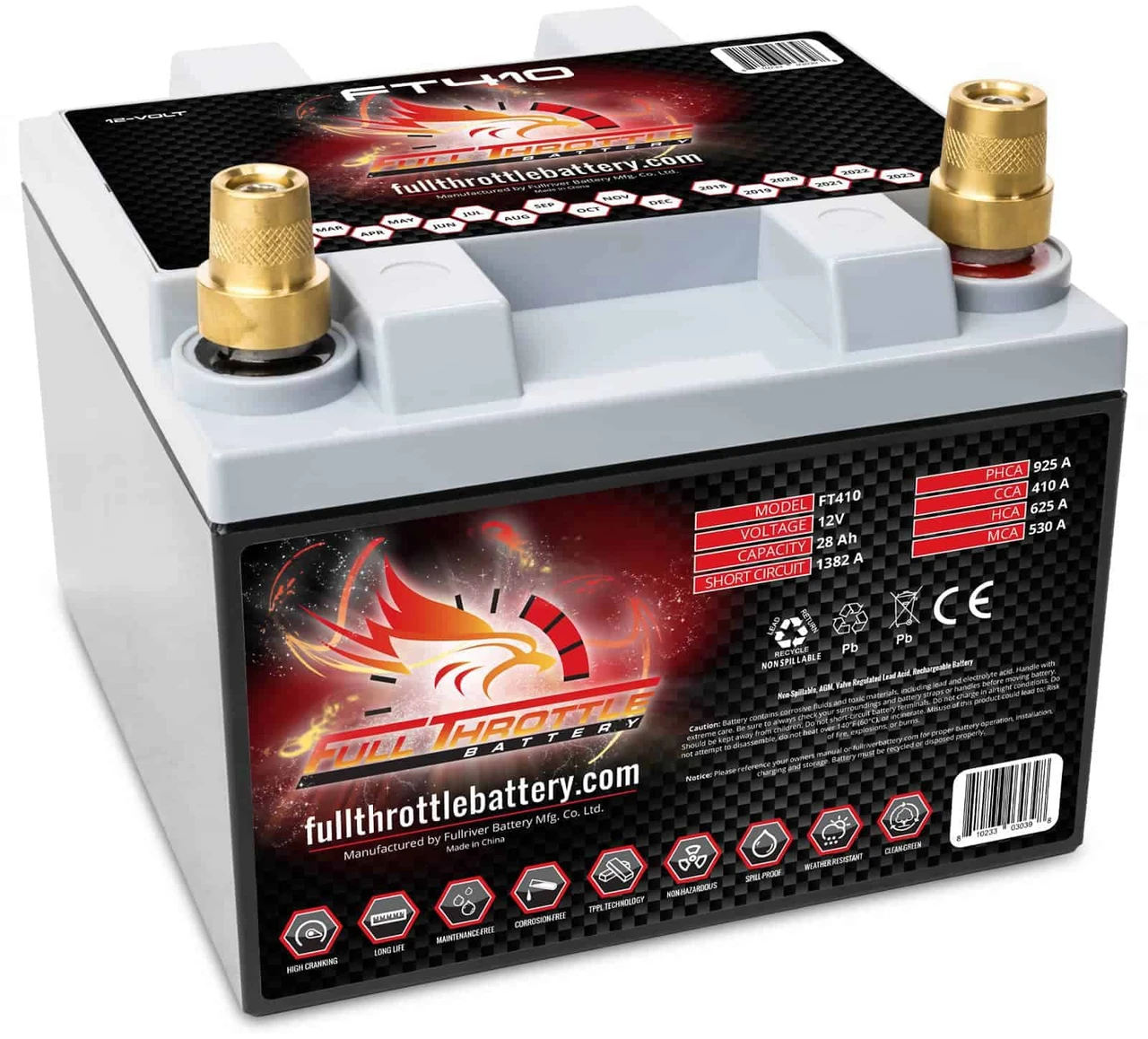 Full Throttle High-Performance AGM Battery 28Ah 410CCA (FT410)