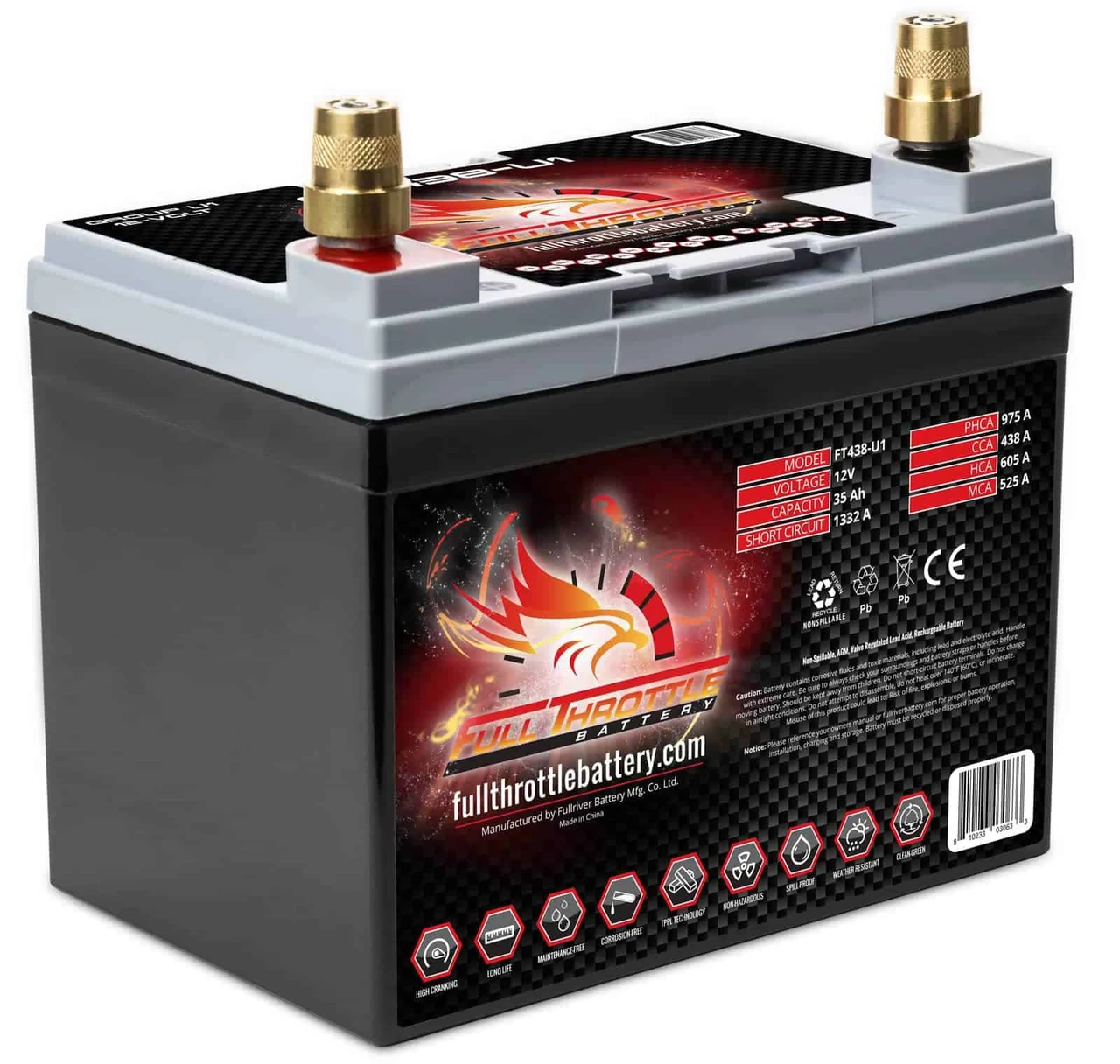 Full Throttle High-Performance AGM Battery 35Ah 438CCA (FT438-U1)