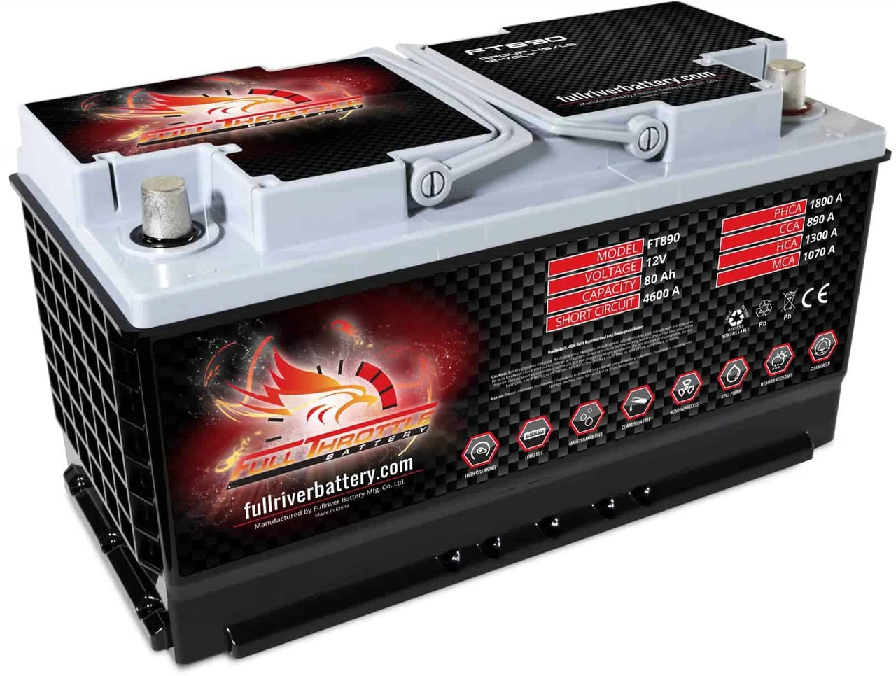 Full Throttle High-Performance AGM Battery 80Ah 890CCA (FT890-49)