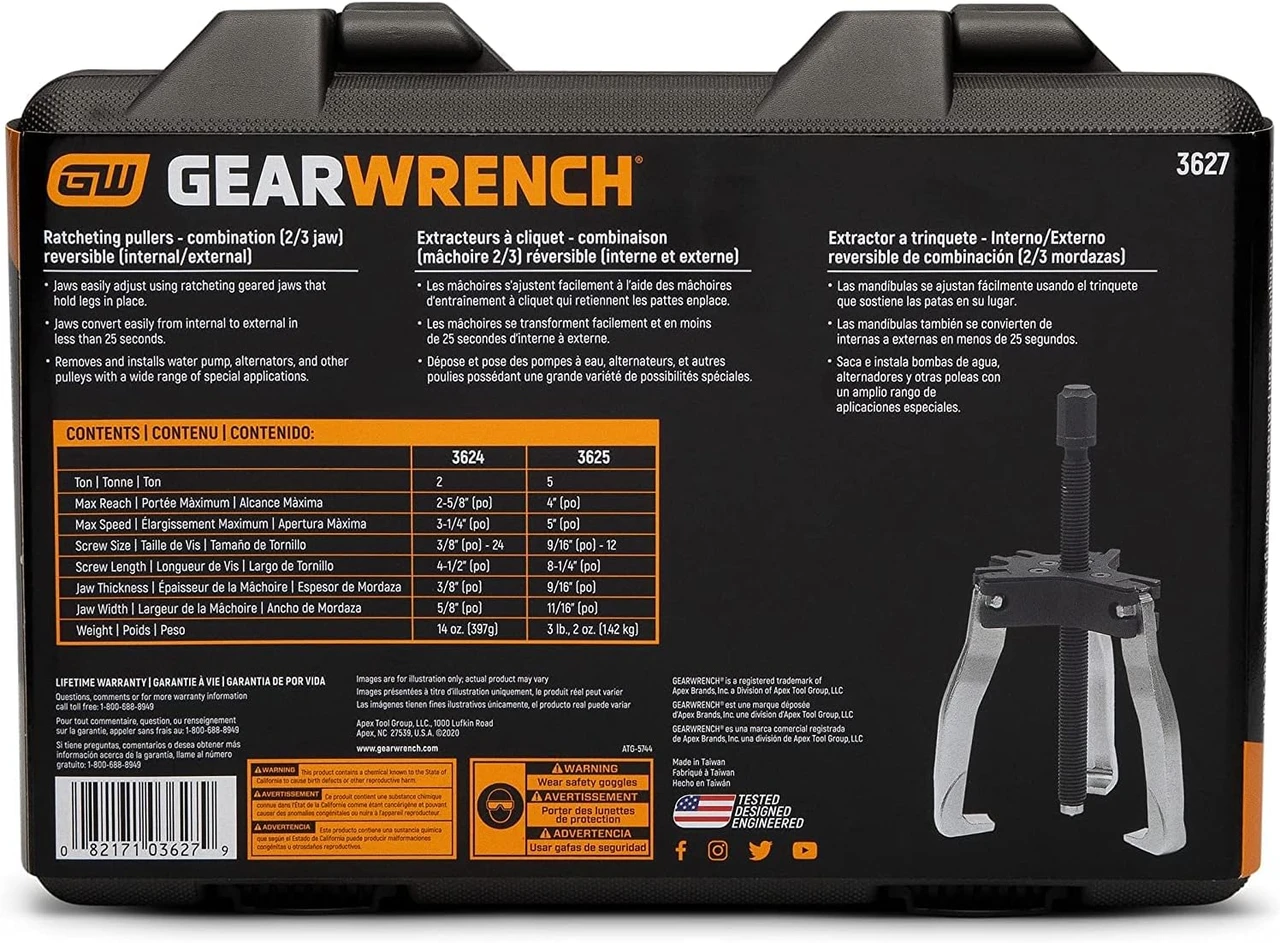 Gearwrench 2 Ton and 5 Ton Ratcheting Puller Set (3627) — product image 9