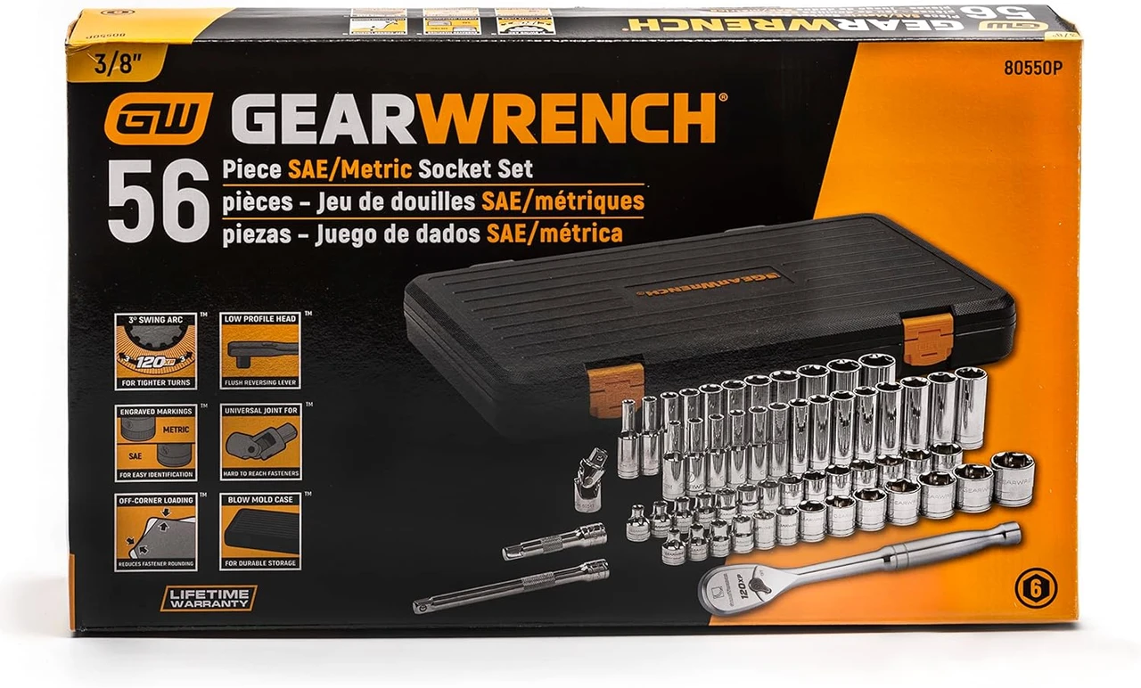 Gearwrench 56 Pc 3/8" Dr SAE/Metric 6 Pt Socket Set (80550P) — product image 4