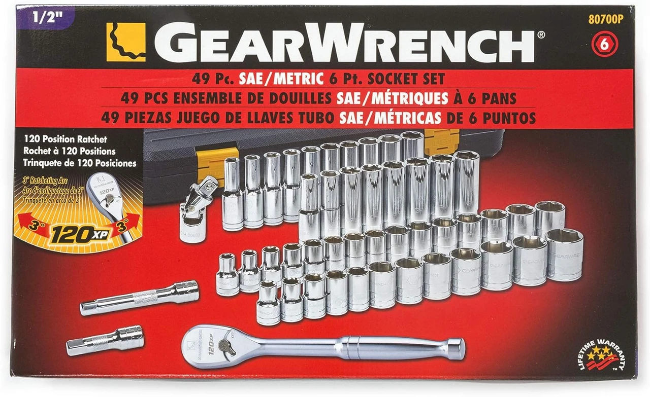 Gearwrench 49 Pc 1/2" Dr SAE/Metric 6 Pt Socket Set (80700P) — product image 5