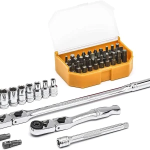 Gearwrench 81032 slim-head ratchets, sockets, extension and bit case