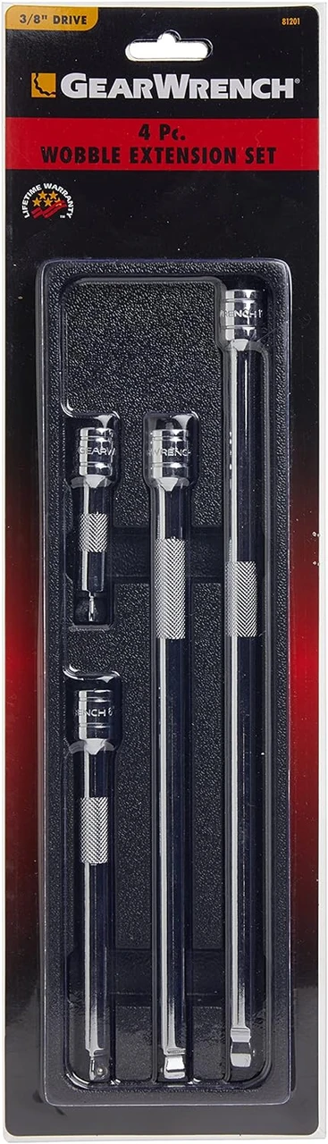 Gearwrench 4 Pc 3/8" Drive Wobble Extension Set (81201) — product image 4
