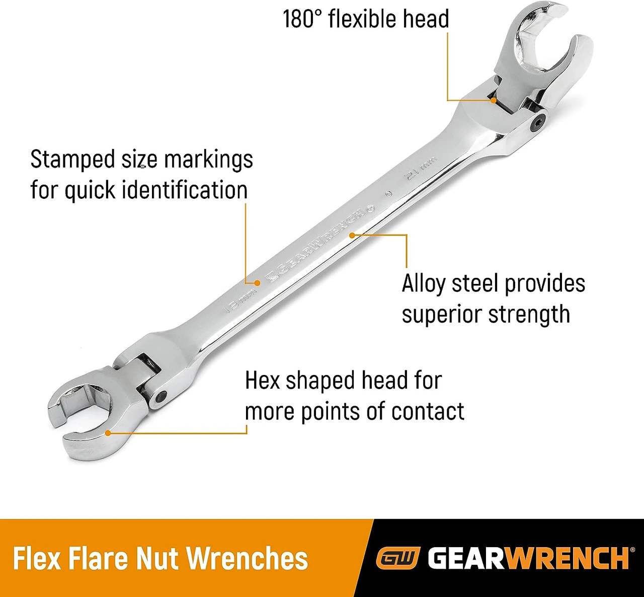 Gearwrench 5 Pc Flex Flare Nut Wrench Set (81910) — product image 4